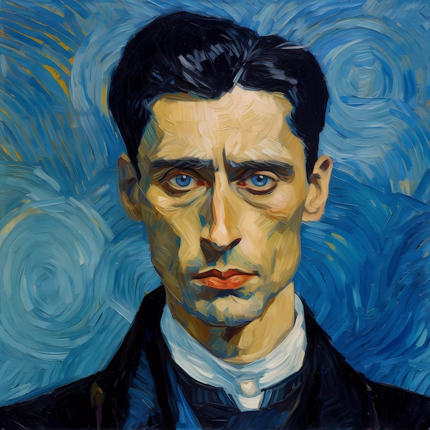 Uma pintura de um homem bonito no estilo van gogh