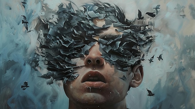 Uma pintura de um homem com a palavra "não"