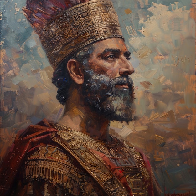 Foto uma pintura de um homem com uma coroa e uma coroa