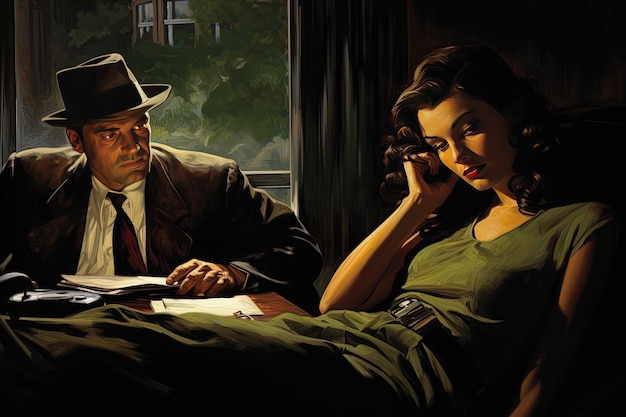 Foto uma pintura de um homem e uma mulher lendo um livro por um artista de pintura