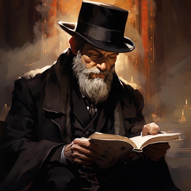 uma pintura de um homem lendo um livro chamado um livro