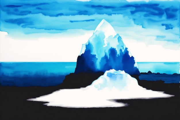 Uma pintura de um iceberg com as palavras iceberg nele.