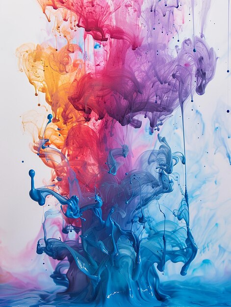 uma pintura de um líquido colorido de arco-íris com a palavra arco-íris nele