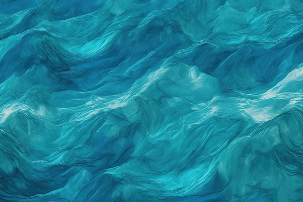 Uma pintura de um oceano azul com IA geradora de ondas