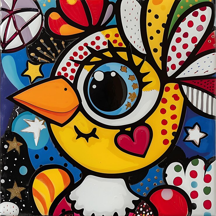 Foto uma pintura de um pássaro com um coração