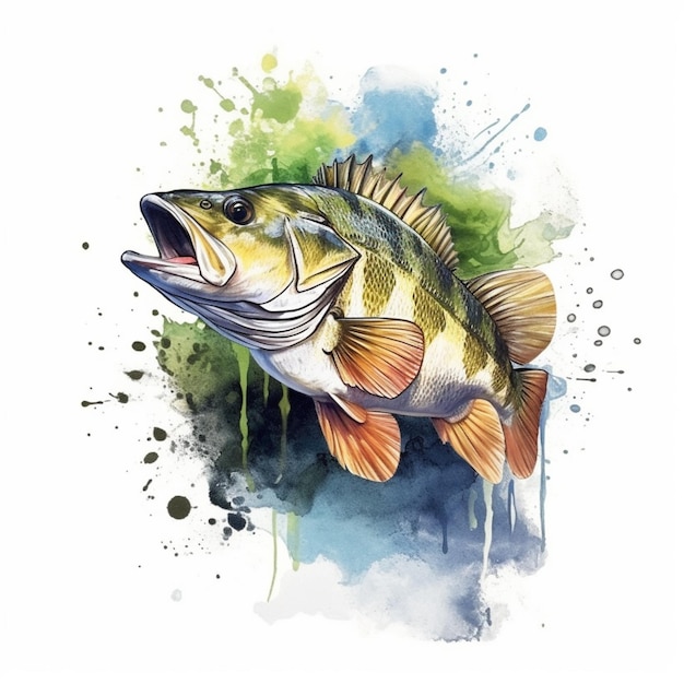 Foto uma pintura de um peixe de boca grande com um fundo generativo.