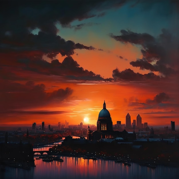 Uma pintura de uma cidade com vista para a cidade de Londres.