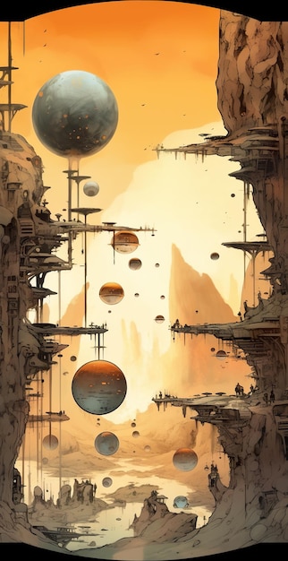 Uma pintura de uma cidade de ficção científica no deserto Imagem generativa de IA