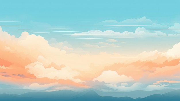 uma pintura de uma cordilheira com montanhas e nuvens.