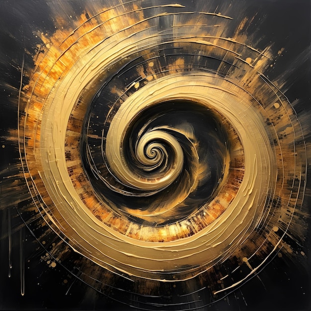Uma pintura de uma espiral com a palavra "ouro" nela
