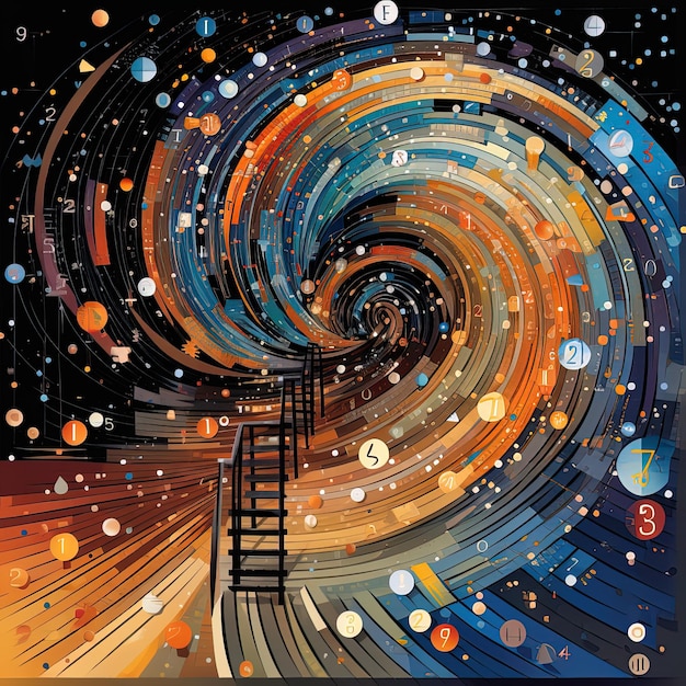 Foto uma pintura de uma espiral com o número 3 nela