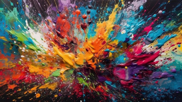 Uma pintura de uma explosão colorida de tinta.