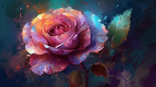 Uma pintura de uma flor com a palavra amor nela generative ai