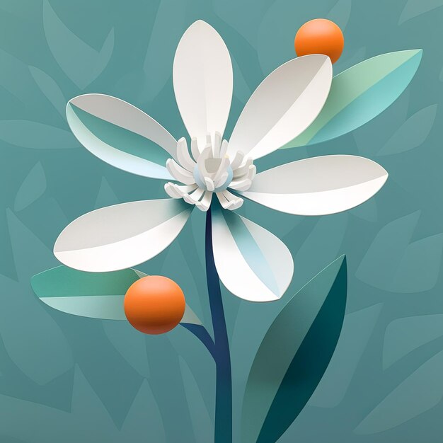 Uma pintura de uma flor de maçã branca colorida com greybl generativi ai