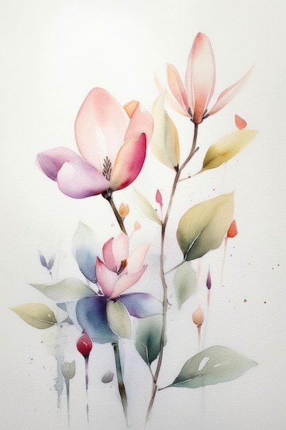 Uma pintura de uma flor de magnólia