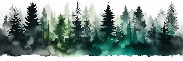 Uma pintura de uma floresta com fundo verde e as palavras "floresta" na parte inferior.