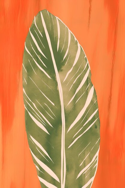 uma pintura de uma folha que é da coleção de plantas