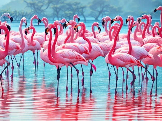 Uma pintura de uma ilustração de flamingo rosa AI GENERATED