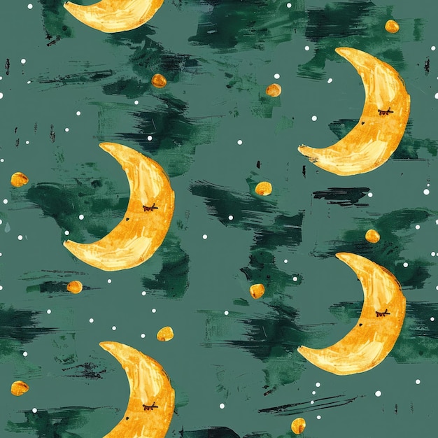uma pintura de uma lua amarela e laranjas com as palavras a lua sobre ele