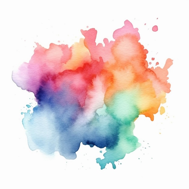 Uma pintura de uma mancha de aquarela colorida em um fundo branco generativo ai