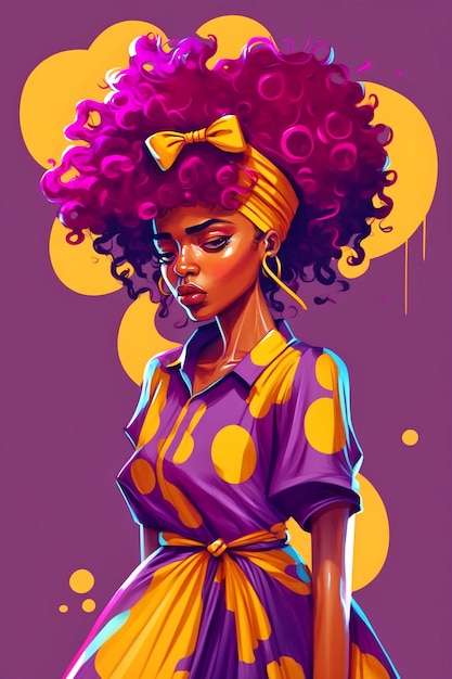 Uma pintura de uma mulher com um laço amarelo na cabeça