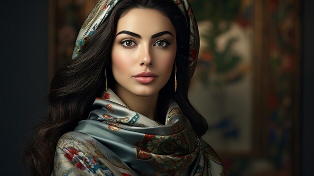 Uma pintura de uma mulher usando um lenço