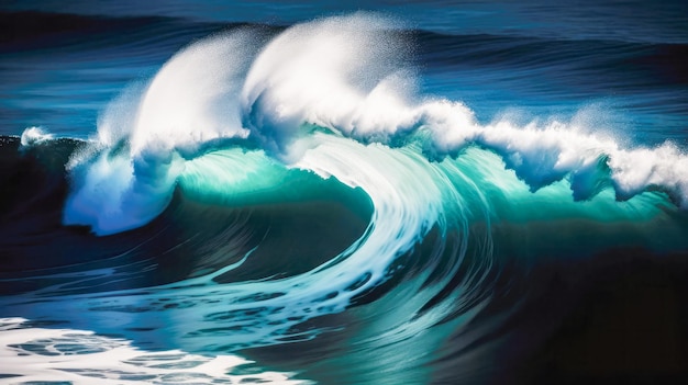 Uma pintura de uma onda com a palavra oceano nela