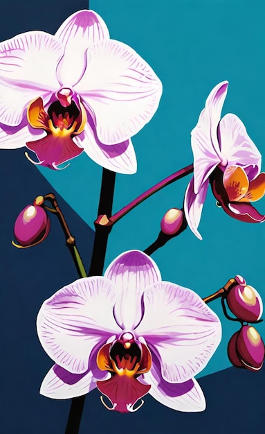 uma pintura de uma orquídea roxa com um fundo roxo