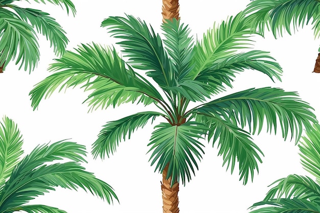 Uma pintura de uma palmeira com folhas verdes em um fundo branco