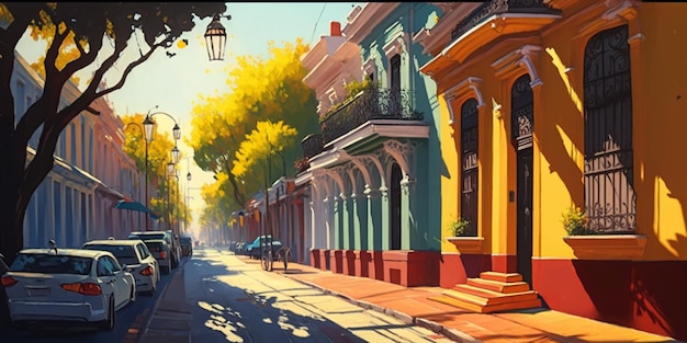 Uma pintura de uma rua em buenos aires