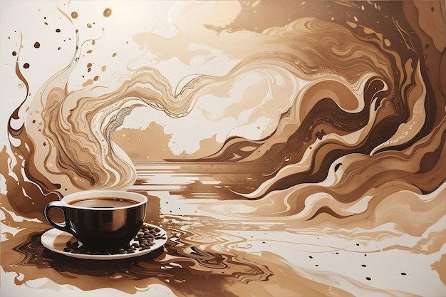 Uma pintura desenhada com café no papel