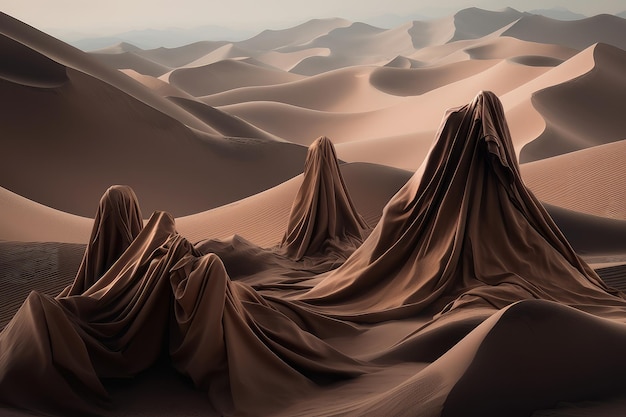 Uma pintura digital de montanhas no deserto