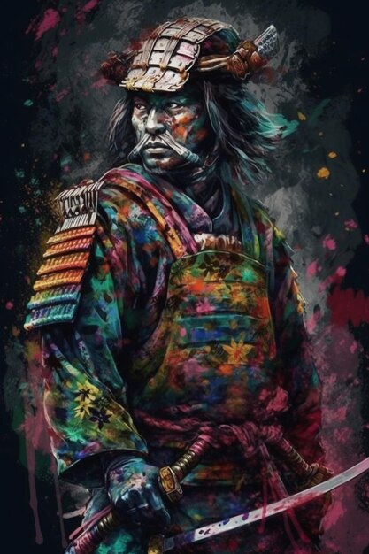 Pintura com tinta Samurai - Desenho, ai illustrator file