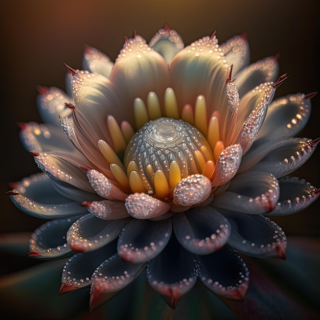 Uma pintura digital de uma flor com a palavra " nela".