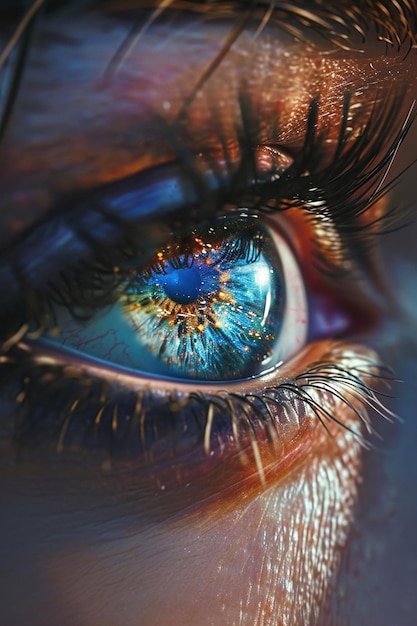Uma pintura digital hiperrealista de um olho de mulher