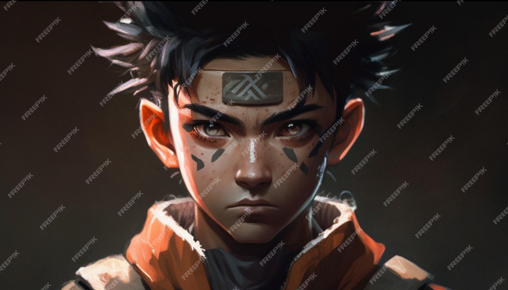 Naruto Preto e Branco - Ilustração Digital