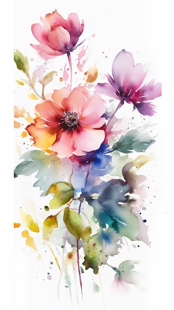 Uma pintura em aquarela de flores com a palavra primavera nela.