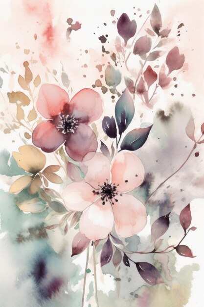 Uma pintura em aquarela de flores.