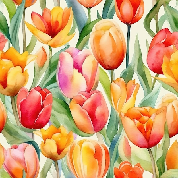 Uma pintura em aquarela de tulipas com a palavra tulipas na parte inferior.