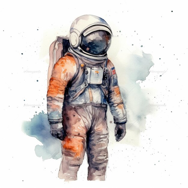 Uma pintura em aquarela de um astronauta