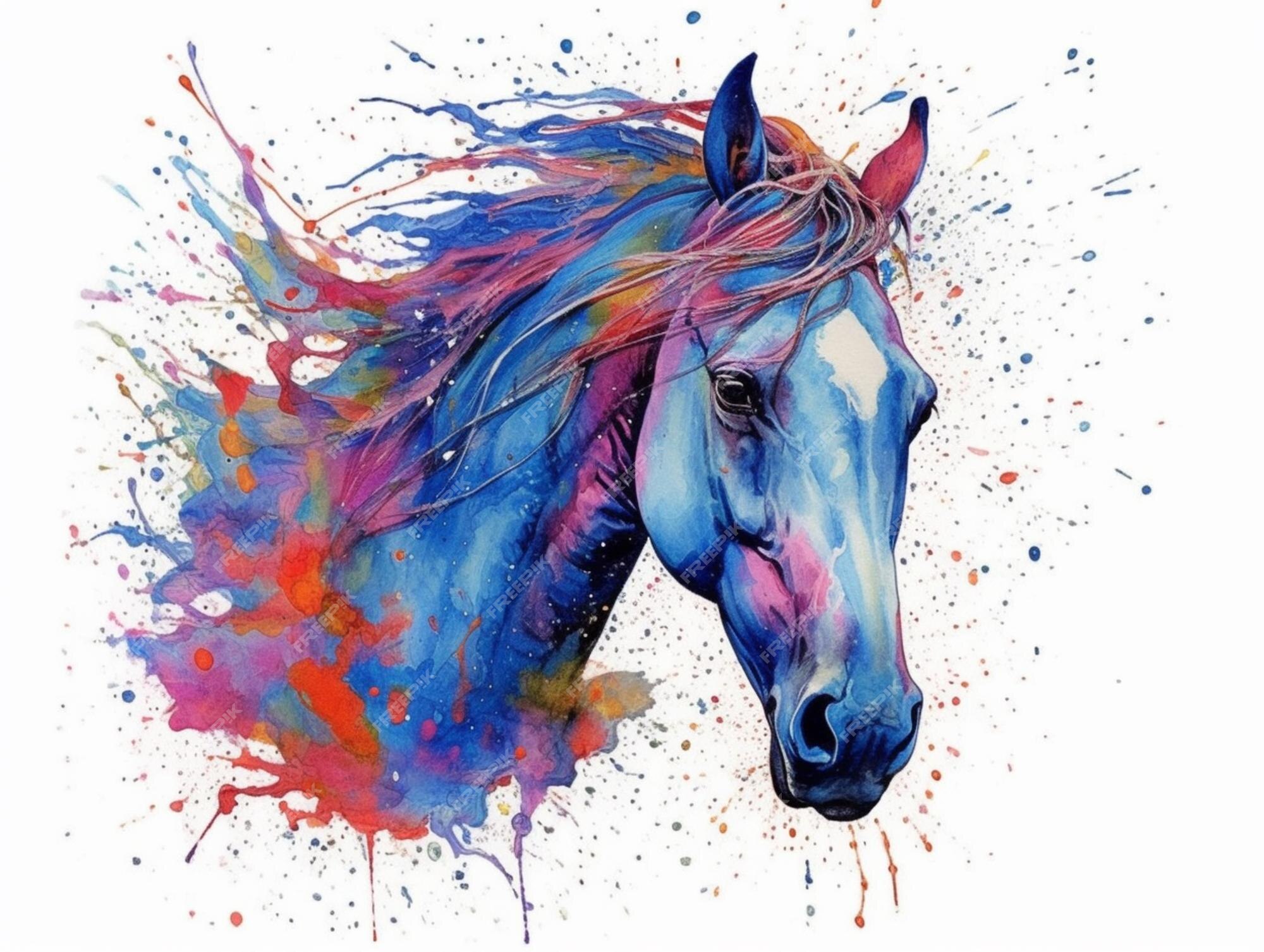 Baixar, Arte do pônei do traço do arco-íris cavalo, arco-íris, cavalo,  pintura em aquarela png in 2023