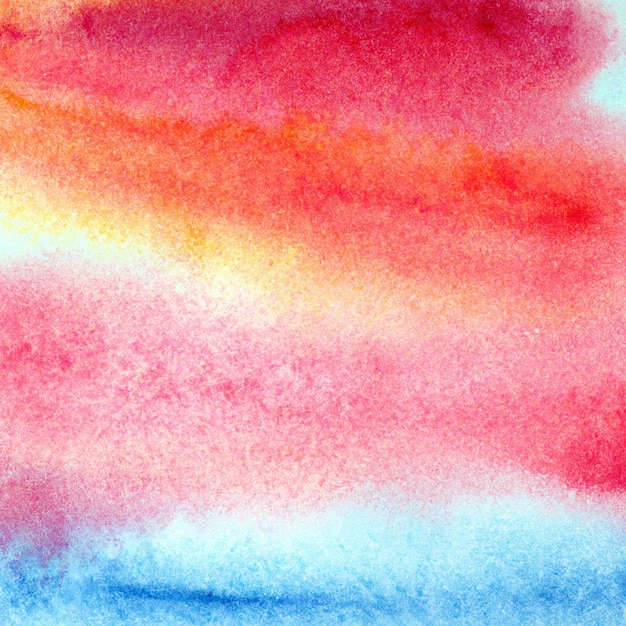 Uma pintura em aquarela de um céu azul e rosa.