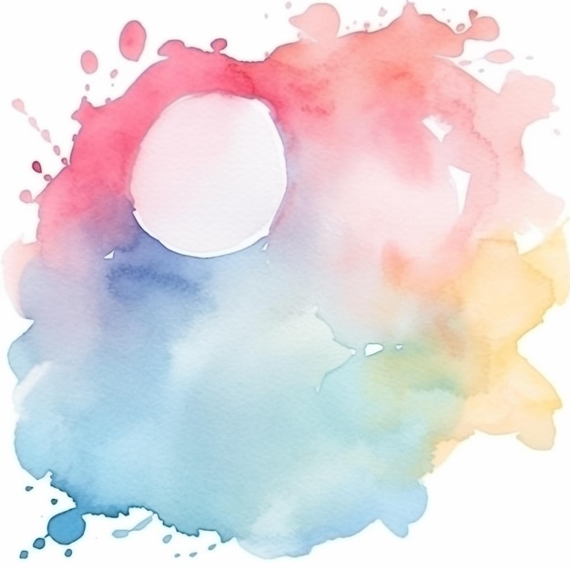 Uma pintura em aquarela de um círculo com um círculo branco no centro.