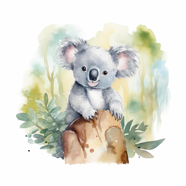 Uma pintura em aquarela de um coala