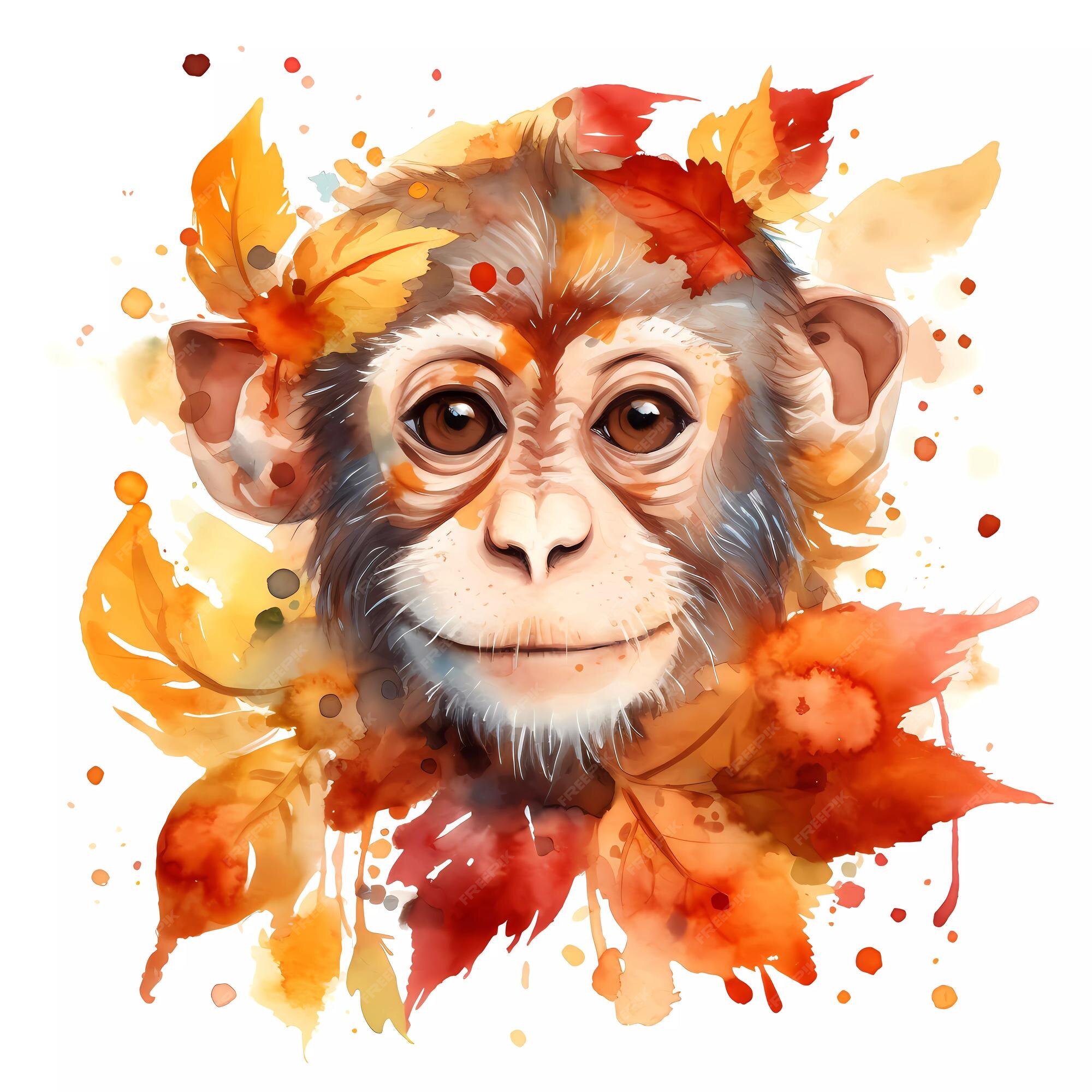 Design PNG E SVG De Macaco Aquarela Sentado Para Camisetas