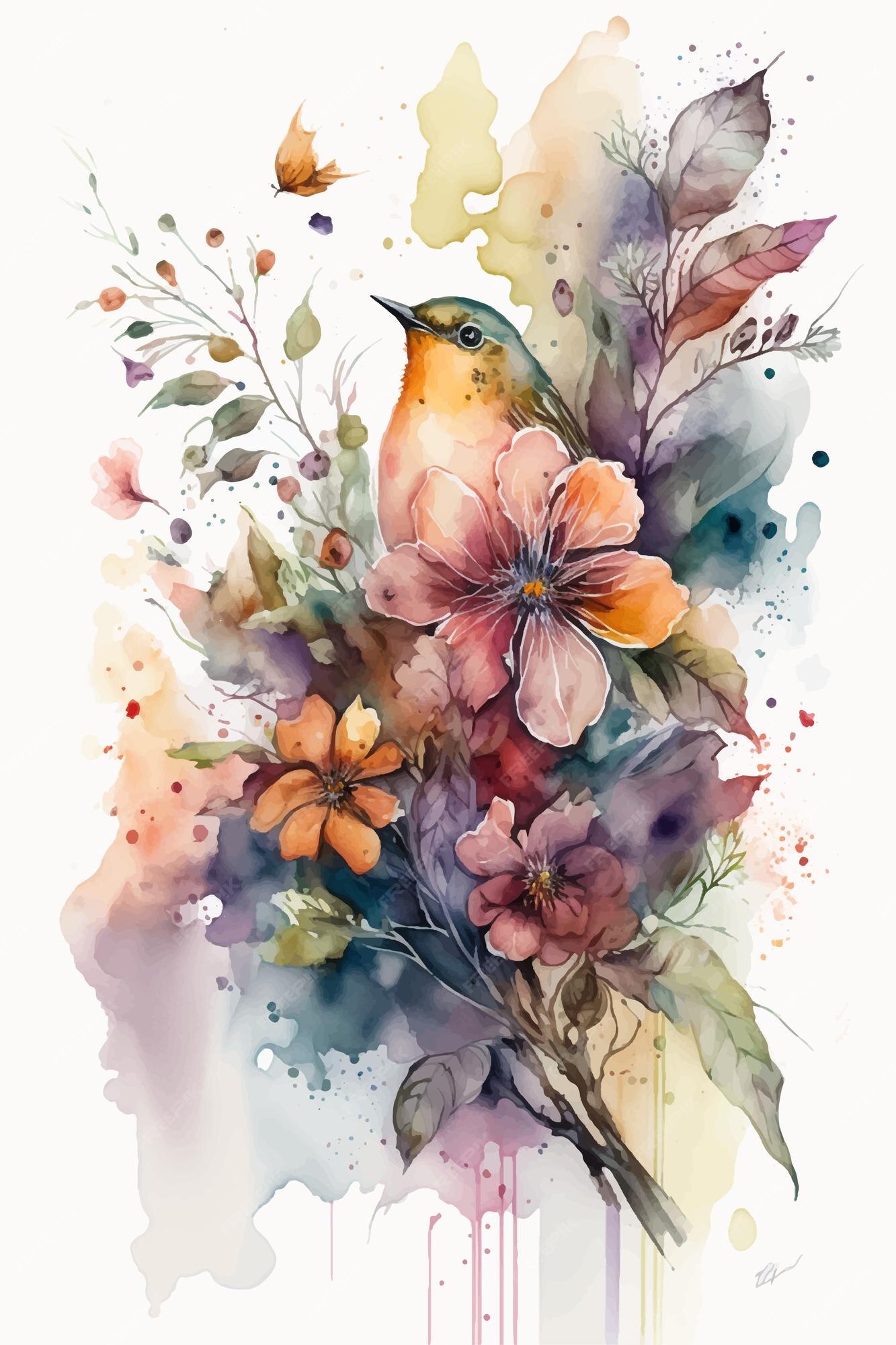 Desenhos de flores em aquarela de jardins pintados para inspirar