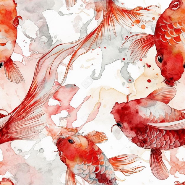 Uma pintura em aquarela de um peixe koi.