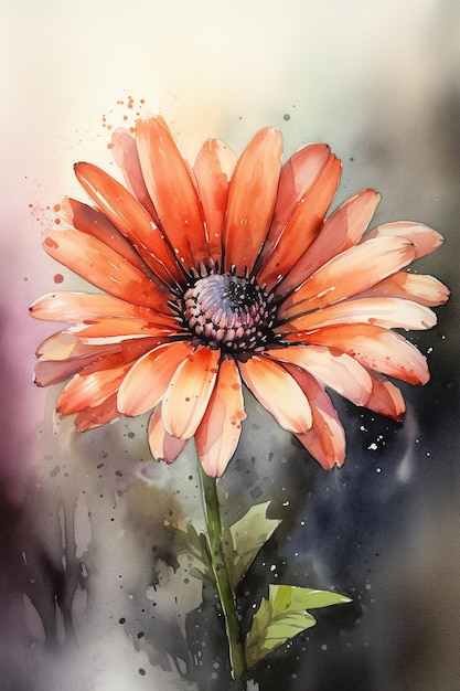 Uma pintura em aquarela de uma flor com um centro rosa.