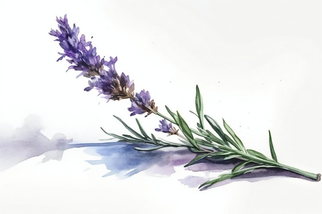 Uma pintura em aquarela de uma flor de lavanda.