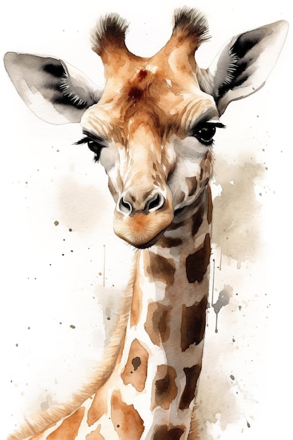 Uma pintura em aquarela de uma girafa